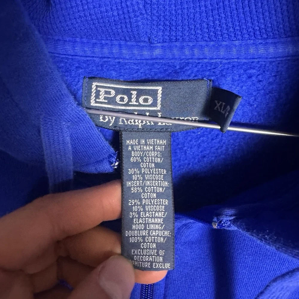 VTG Polo Ralph Lauren Hoodie Mens XL Thermal Yellow Pony Classic Preppy Y2K